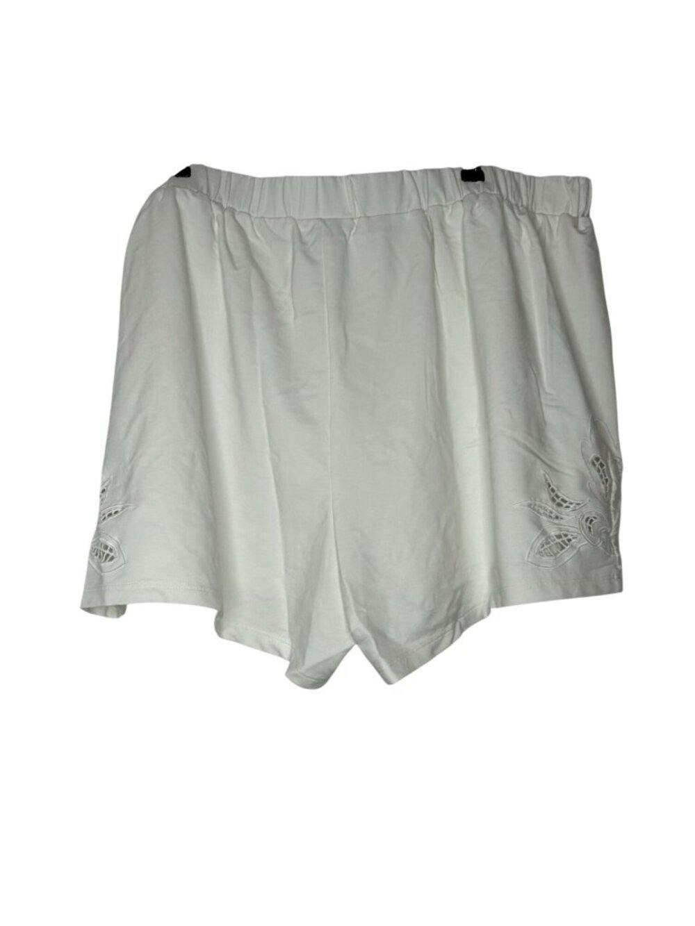 NWT Womens White Embroidered Elastic Waist Shorts 2X, MSRP $30